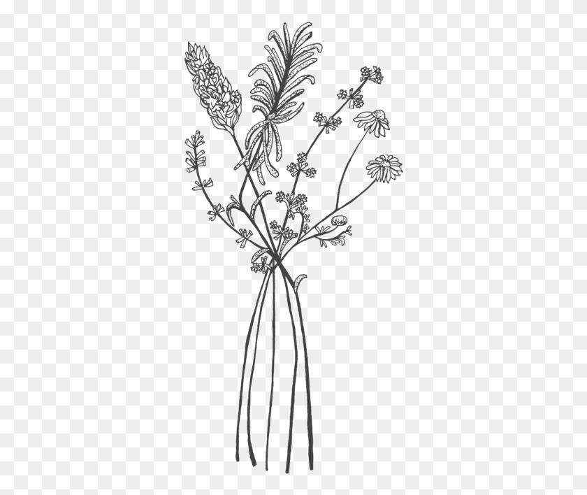 316x648 Bleed Area May Not Be Visible Herb Bouquets Black And White, Plant, Floral Design, Pattern HD PNG Download
