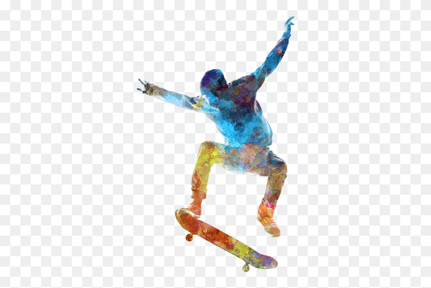 310x502 Bleed Area May Not Be Visible Man Skateboard 01 In Watercolor, Advertisement, Animal HD PNG Download