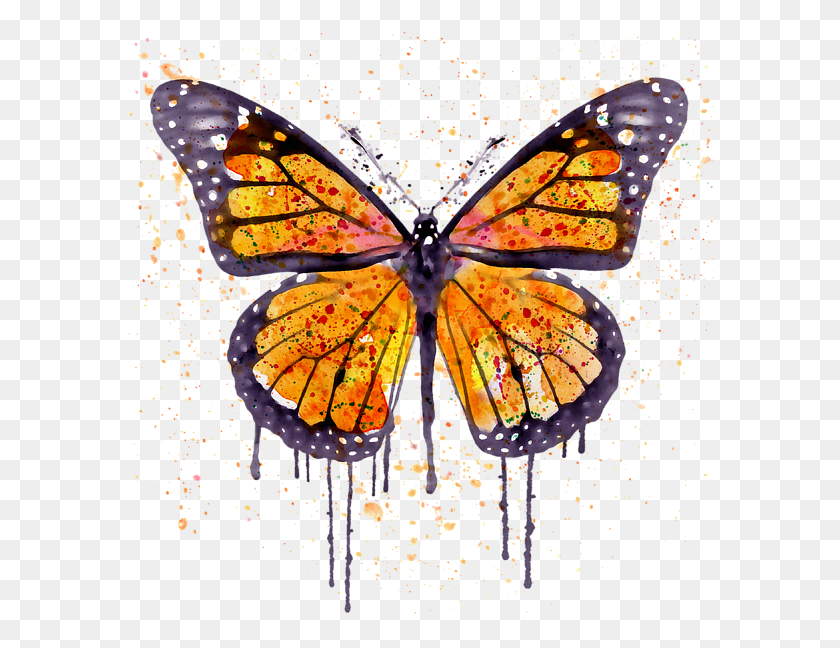 588x588 El Área De Sangrado Puede No Ser Visible Acuarela Mariposa Monarca Arte, Monarca, Mariposa, Insecto Hd Png