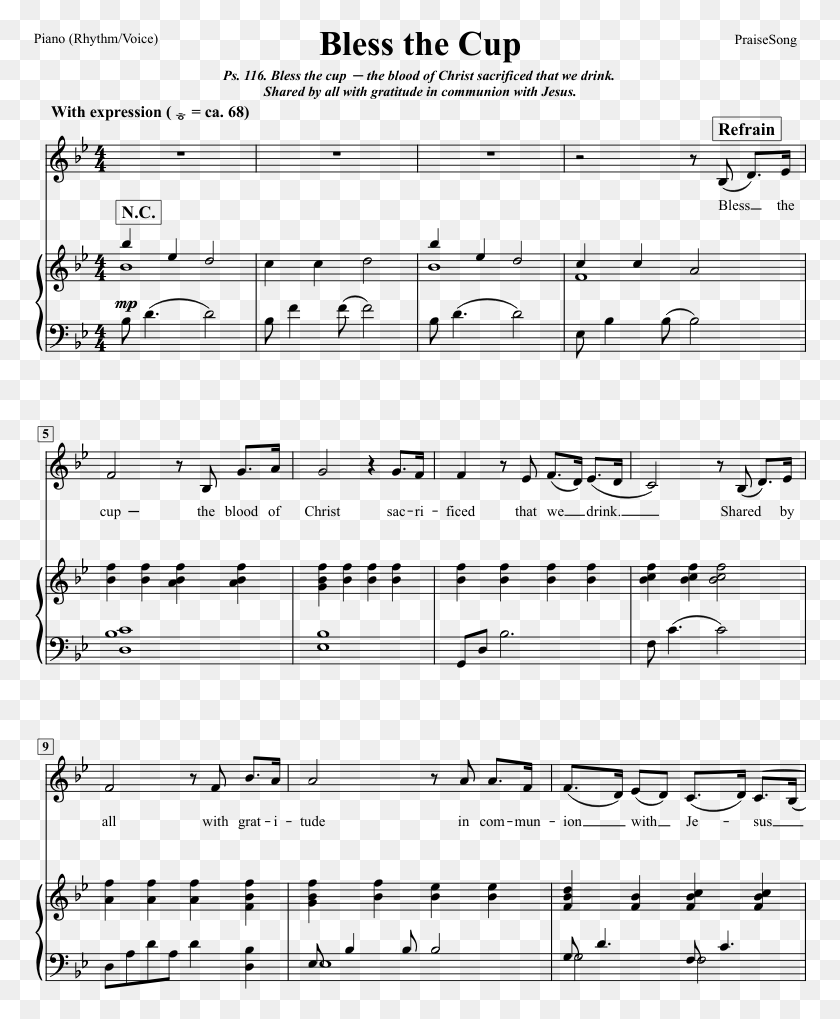 773x959 Bless The Cup Psalm 116 Holy Thursday Sheet Music For Quando M En Vo, Gray, World Of Warcraft HD PNG Download