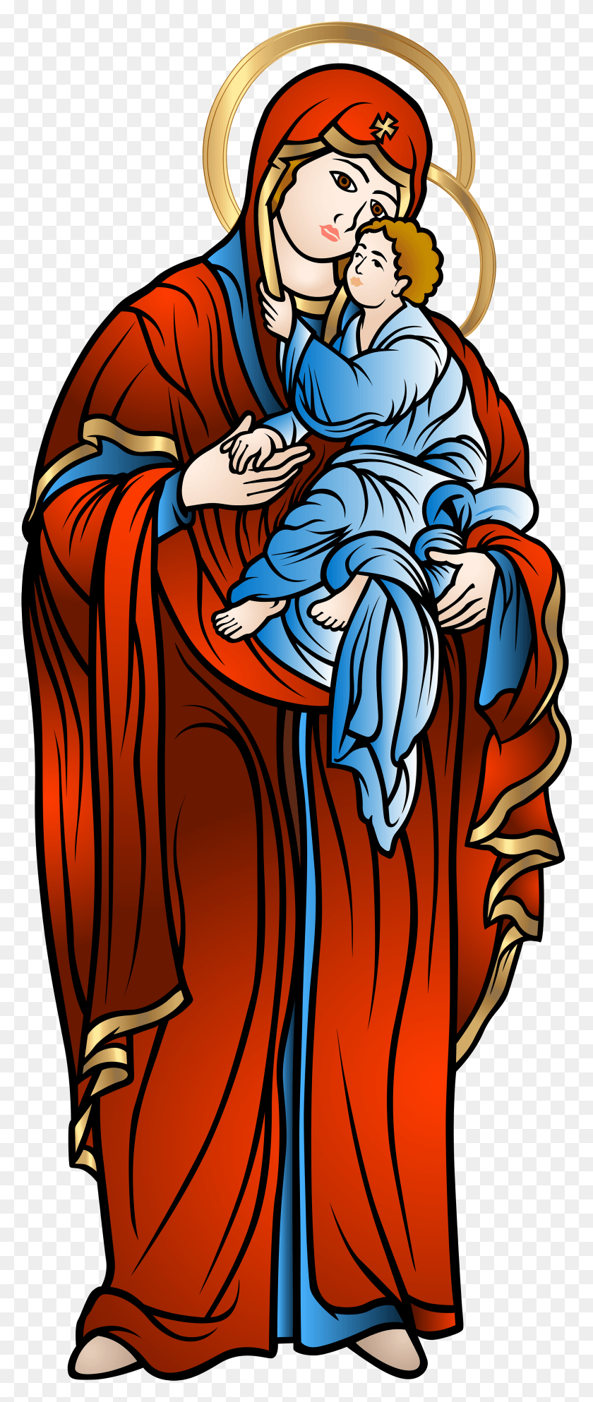 2374x5867 Blessed Virgin Mary With Baby Jesus Virgin Mary With Jesus Clipart, Person, Human HD PNG Download
