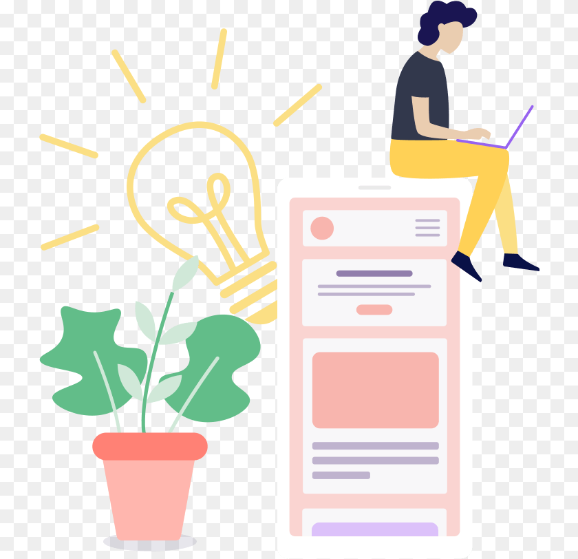 Blog Illustration, Potted Plant, Plant, Person, Man Transparent PNG