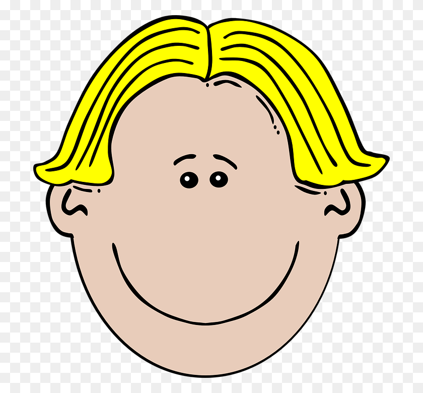 708x720 Blonde Boy Man Faces Face Happy Smiling Content Cartoon Boy With Blonde Hair, Food, Plant, Fruit HD PNG Download