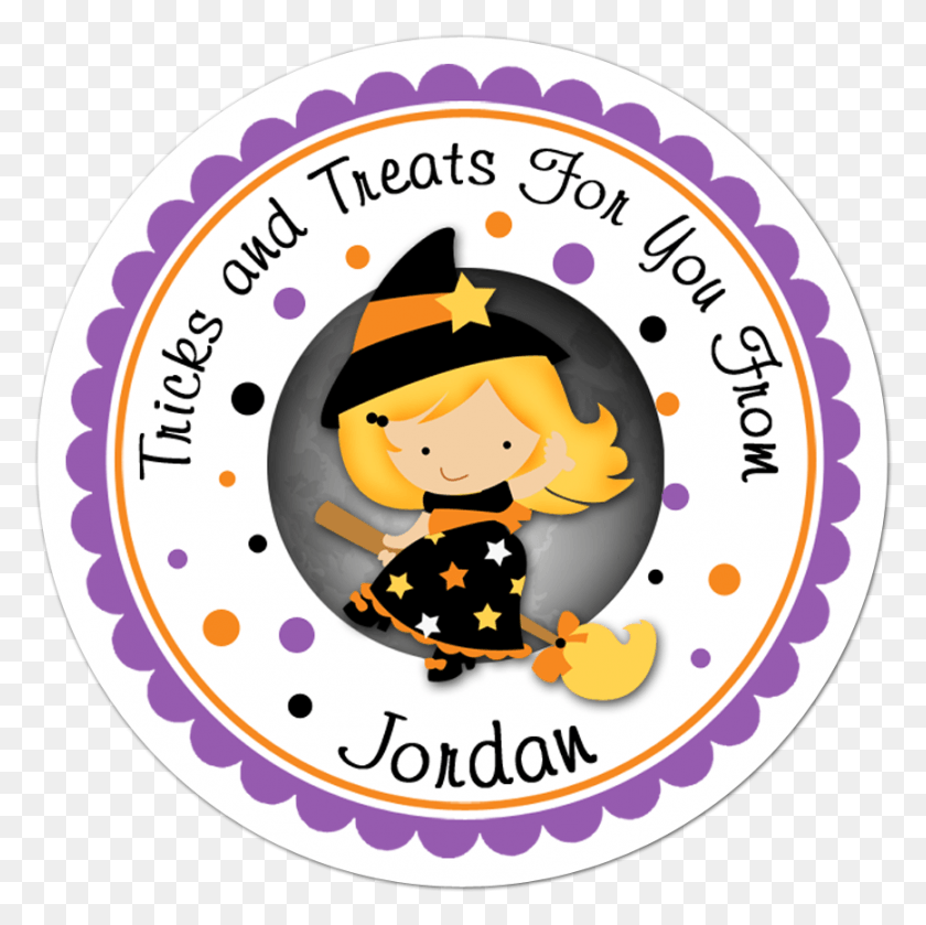 868x867 Blonde Hair Witch Personalized Sticker Hockey Birthday Thank You Tags, Label, Text, Logo HD PNG Download