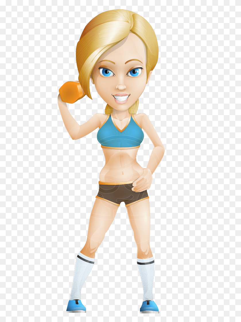 479x1059 Blonde Sports Girl Cartoon Vector Character Aka Workout Vector Fitness Girl Character Workout Meg, Person, Human, Doll HD PNG Download
