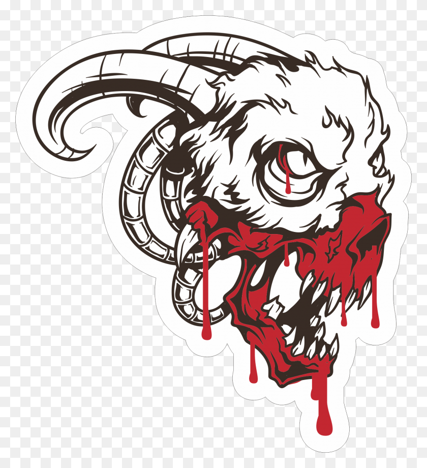 1548x1708 Blood Skull Sticker Goat Angry, Graphics HD PNG Download