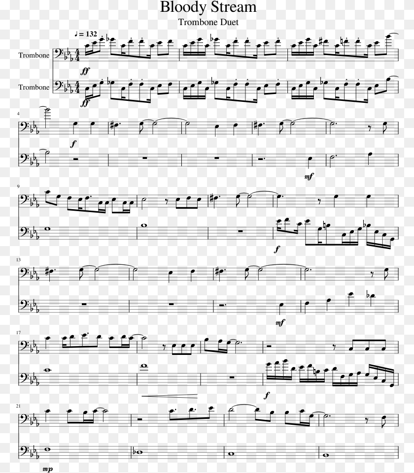 Bloody Stream Sheet Music Trombone, Gray Sticker PNG