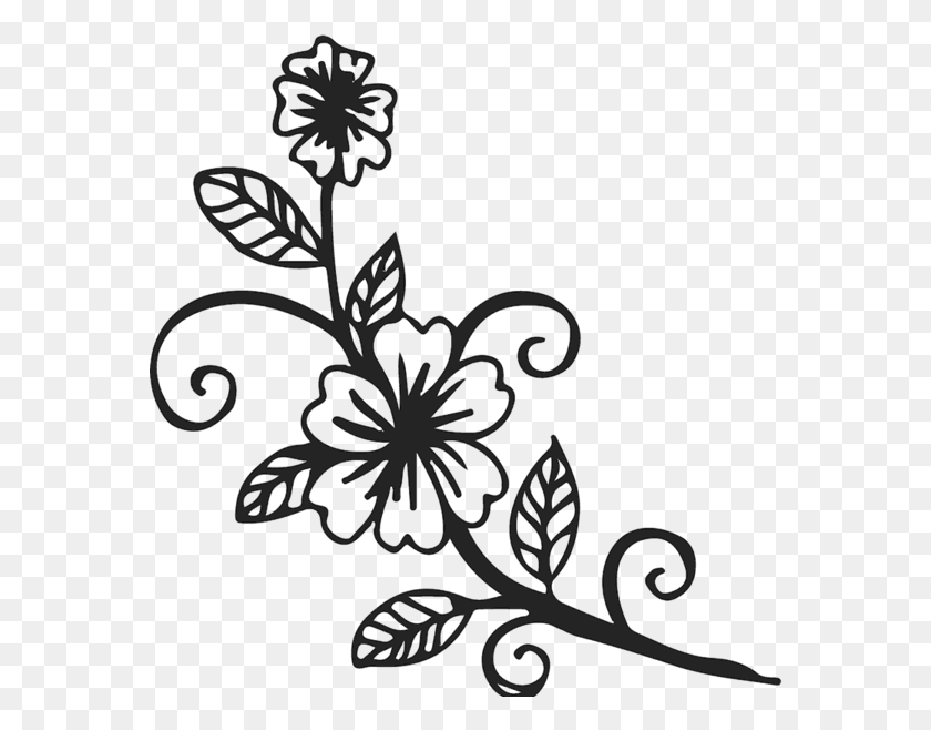 572x598 Blooming Flowers On Vine Rubber Stamp Flower Stamp, Floral Design, Pattern, Graphics HD PNG Download