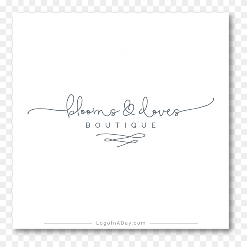 885x885 Blooms Amp Doves Boutique Horizontal Logo Design Calligraphy, Text, Handwriting, White Board HD PNG Download