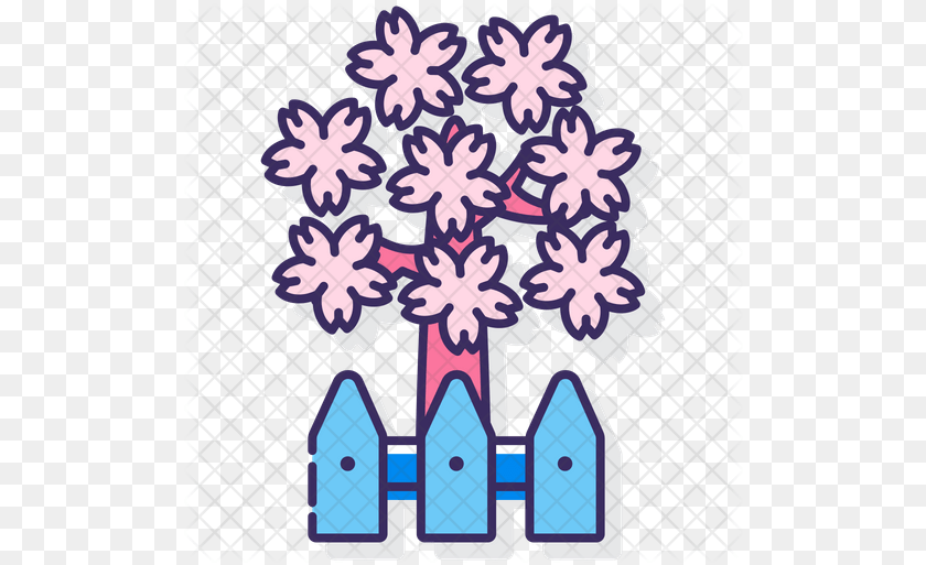 512x513 Blossom Garden Icon Of Colored Outline Cherry Blossom, Outdoors, Nature, Pattern, Graphics Sticker PNG