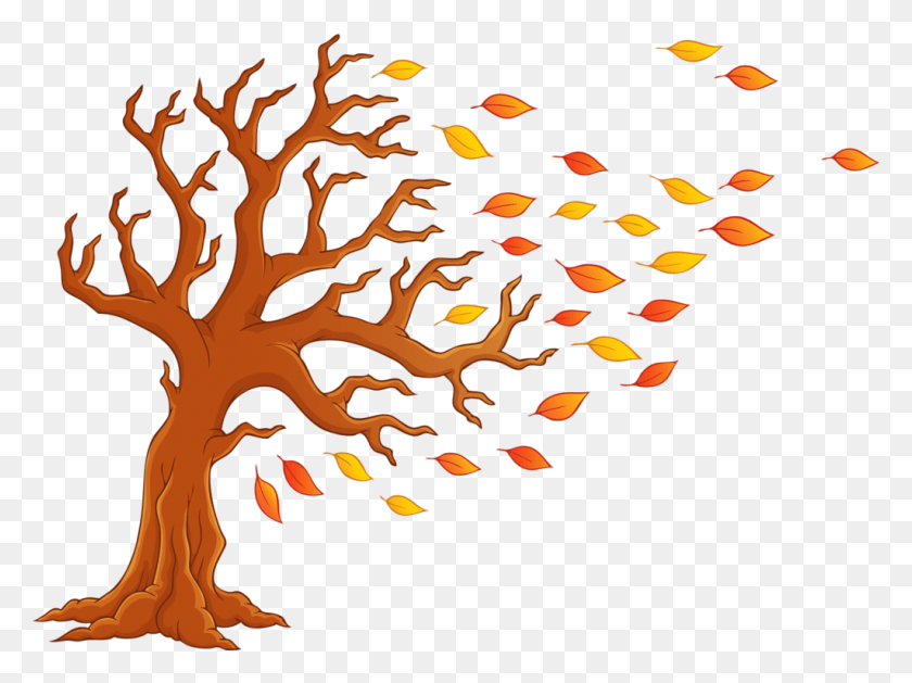 1024x747 Blowing Leaves Cartoon Fall Tree With Translucent Background, Nature, Outdoors, Mountain HD PNG Download