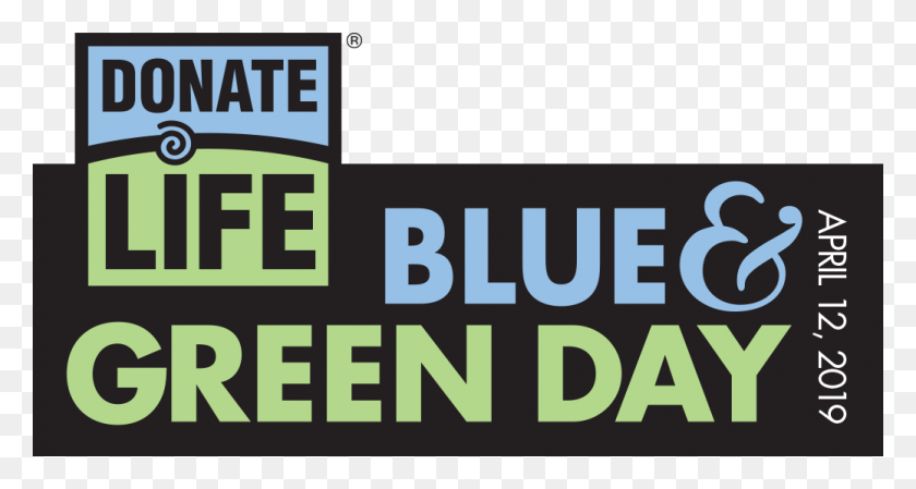 1038x518 Descargar Png Blue And Green Day Logo National Donar Vida Mes 2019, Texto, Alfabeto, Etiqueta Hd Png