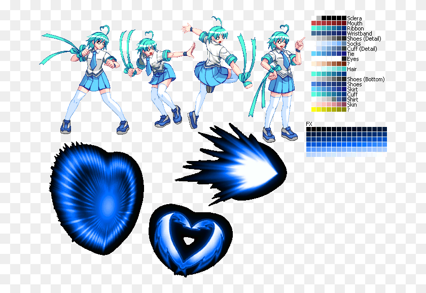 687x517 Blue Anime Chick With Googly Weird Eyes Heart Aino Mugen Saki Tsuzura, Person, Human, Dance Pose HD PNG Download