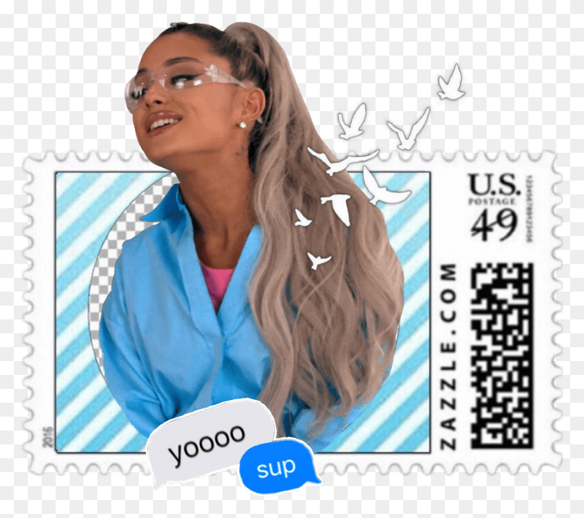 880x774 Blue Arianagrande Premade Bluepremade Jimmyfallon Stamp, Person, Human, Postage Stamp HD PNG Download
