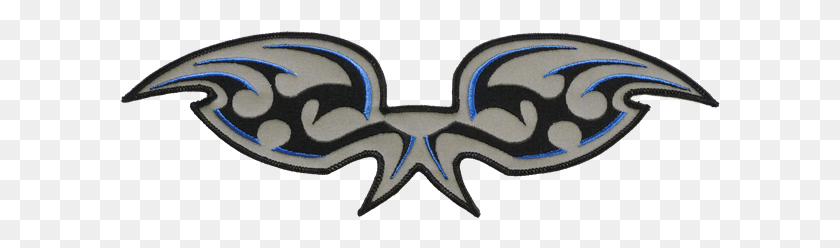 600x188 Blue Black Wings Reflective Embroidered Patch Emblem, Snake, Reptile, Animal HD PNG Download