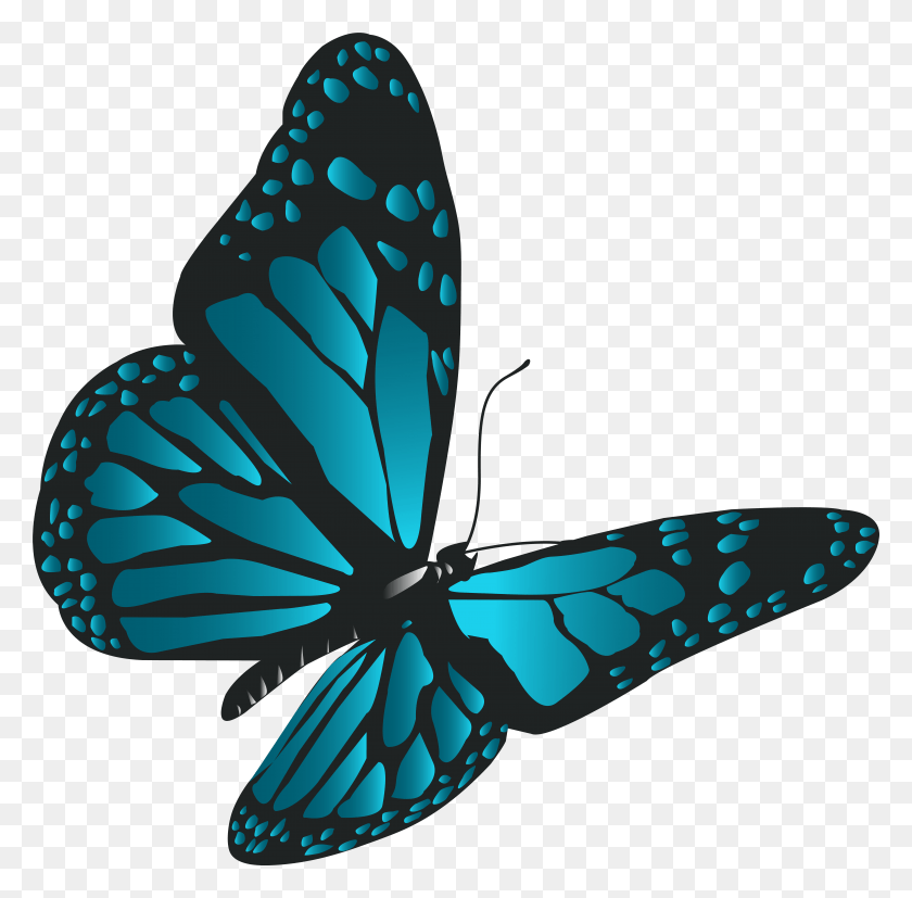 7869x7747 Blue Butterfly Clip Art, Insect, Invertebrate, Animal HD PNG Download