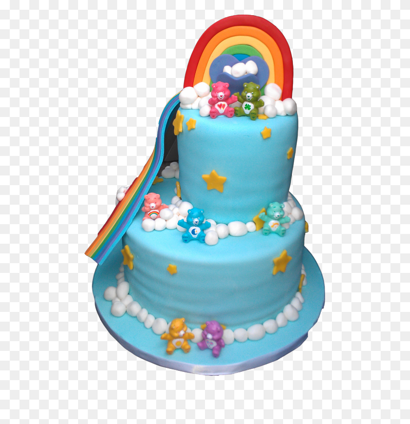 493x810 Blue Cake And Care Bear Image Care Bear Theme Room, Birthday Cake, Dessert, Food HD PNG Download