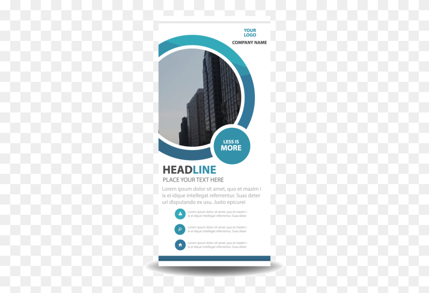 277x513 Blue Circle Business Roll Up Banner Flat Design Template Brochure, Advertisement, Poster, Flyer HD PNG Download
