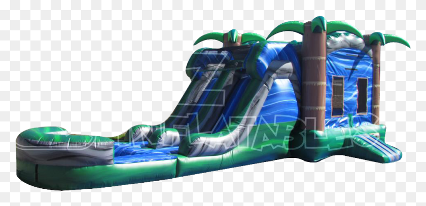 971x433 Blue Crush Dual Lane Combo Waterslide Inflatable Castle, Transportation, Vehicle, Cushion HD PNG Download
