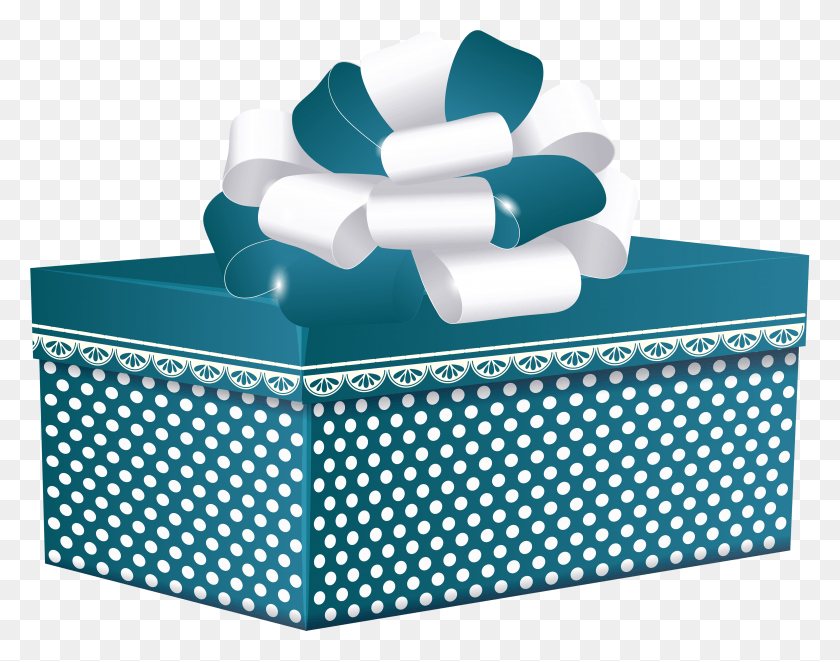 3873x2985 Blue Dotted Gift Box Clipart Rectangle Gift Box Clipart, Gift, Rug, Box HD PNG Download