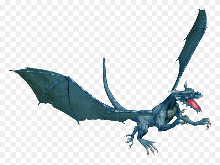 837x610 Blue Dragon Drago, Animal, Dinosaur, Reptile HD PNG Download