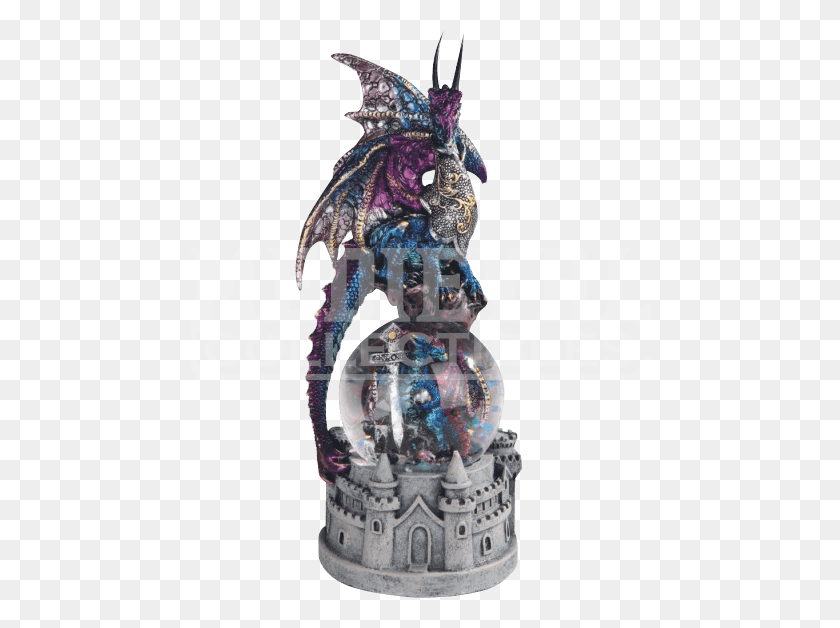 462x568 Blue Dragon With Castle Base Snow Globe Figurine, Nature, Outdoors, Toy HD PNG Download