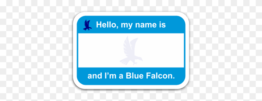 390x265 Blue Falcon Tag Sign, Text, Credit Card, Animal Descargar Hd Png