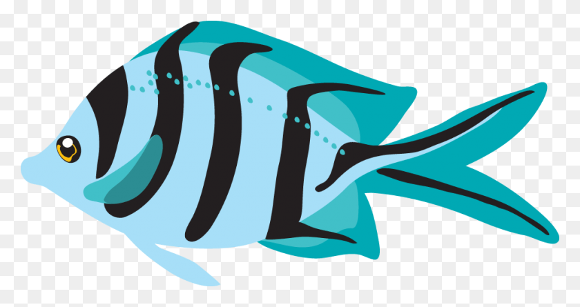 957x473 Blue Fish Clipart Black And White Fish, Graphics, Text HD PNG Download