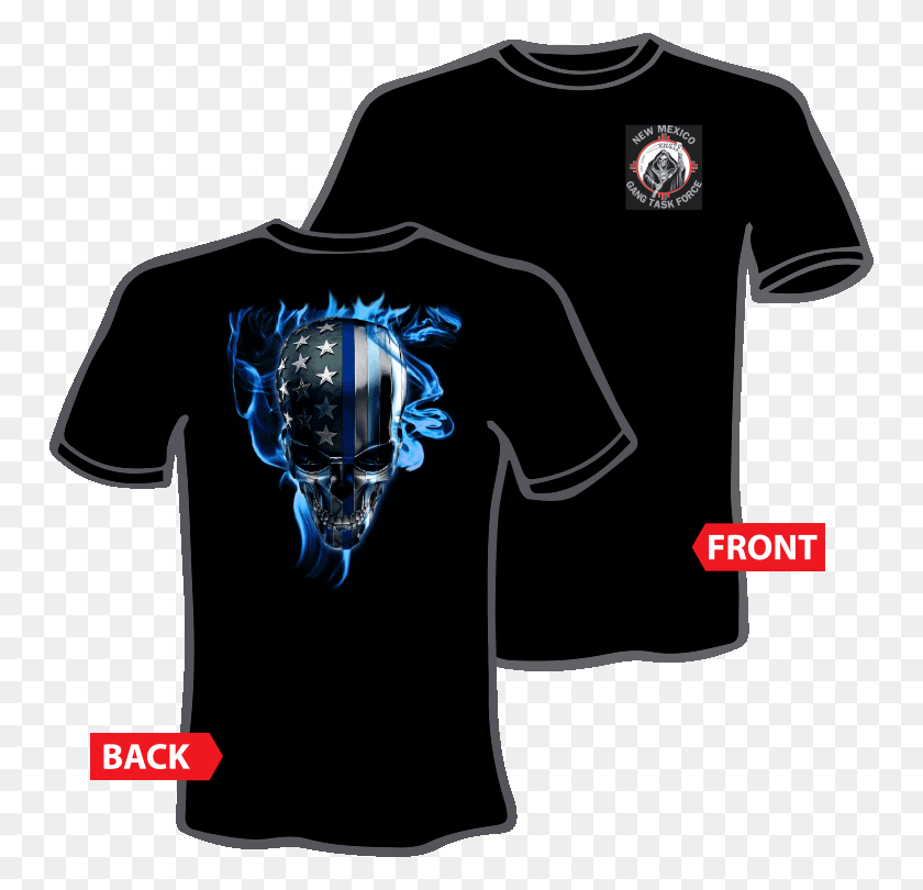 750x750 Blue Flame Skull T Shirt Active Shirt, Clothing, Apparel, Sleeve Descargar Hd Png