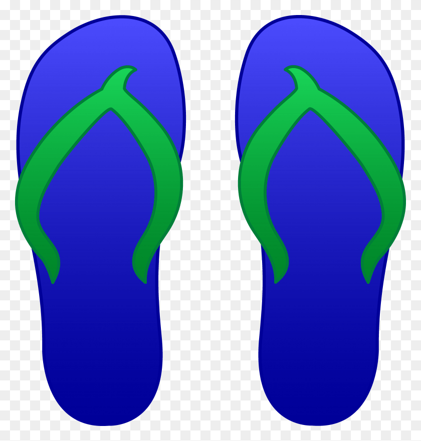 5124x5398 Blue Flip Flops Free Clip Art Flip Flops Clipart, Clothing, Apparel, Footwear HD PNG Download