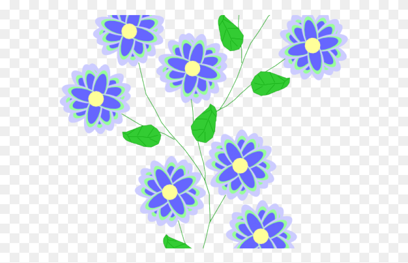 596x481 Blue Flower Clipart Flowering Vine Blue Flower Clip Art, Graphics, Floral Design HD PNG Download