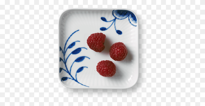 371x376 Blue Fluted Mega Small Square Plate Royal Copenhagen, Raspberry, Fruit, Plant HD PNG Download