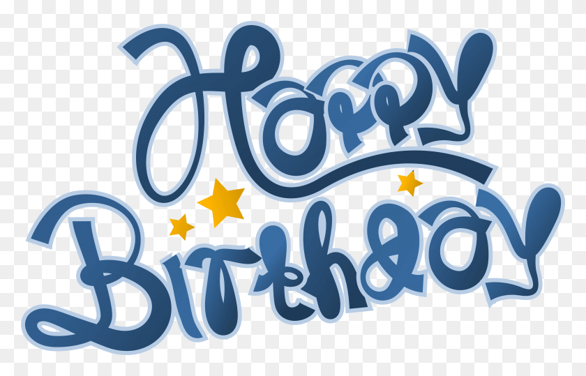 5422x3330 Blue Happy Birthday Clipart Picture, Text, Label, Alphabet HD PNG Download
