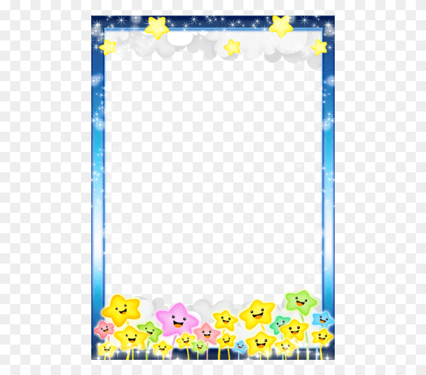 480x680 Blue Kidsphoto Frame With Stars Good Night Smiley Faces, Graphics, Text HD PNG Download