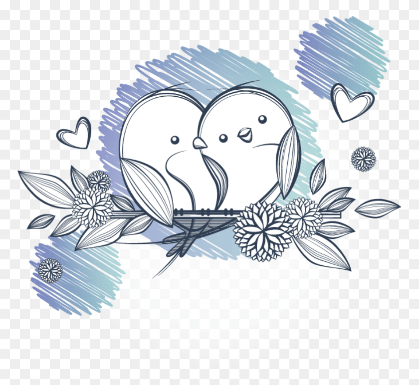 773x712 Blue Love Bird Bird Draw Drawing Sketchbook Love Bird Drawing, Doodle Hd Png Скачать