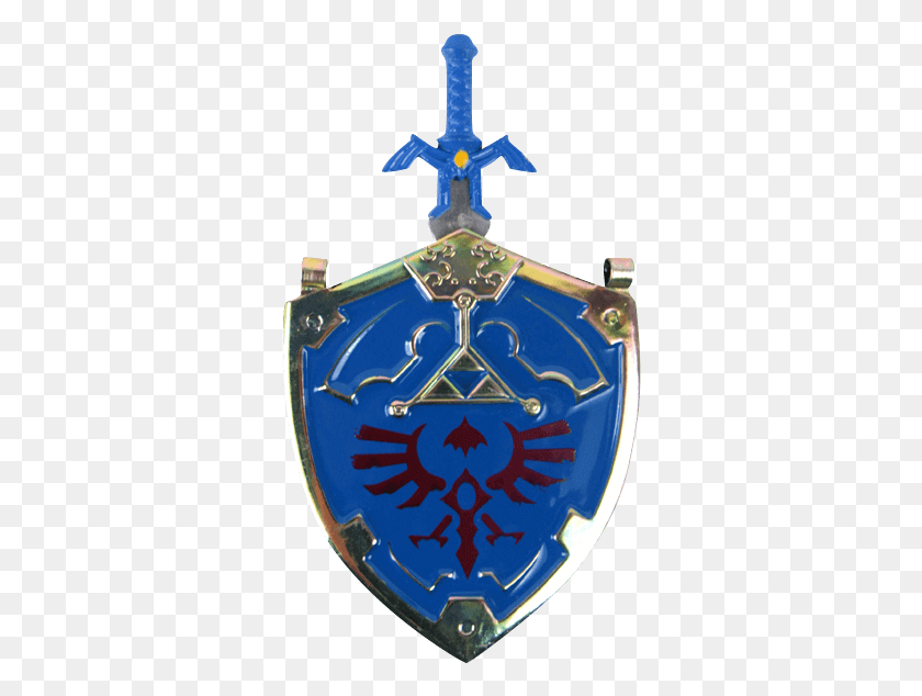 328x574 Blue Master Sword And Shield Necklace Master Sword And Hylian Shield, Armor, Cross, Symbol HD PNG Download