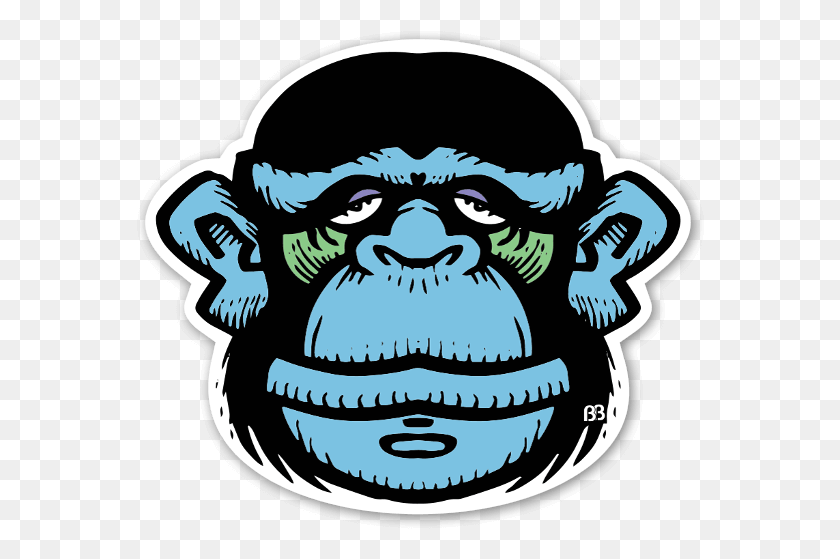 568x499 Blue Monkey Sticker Monkey Stickers, Animal, Mammal, Label HD PNG Download