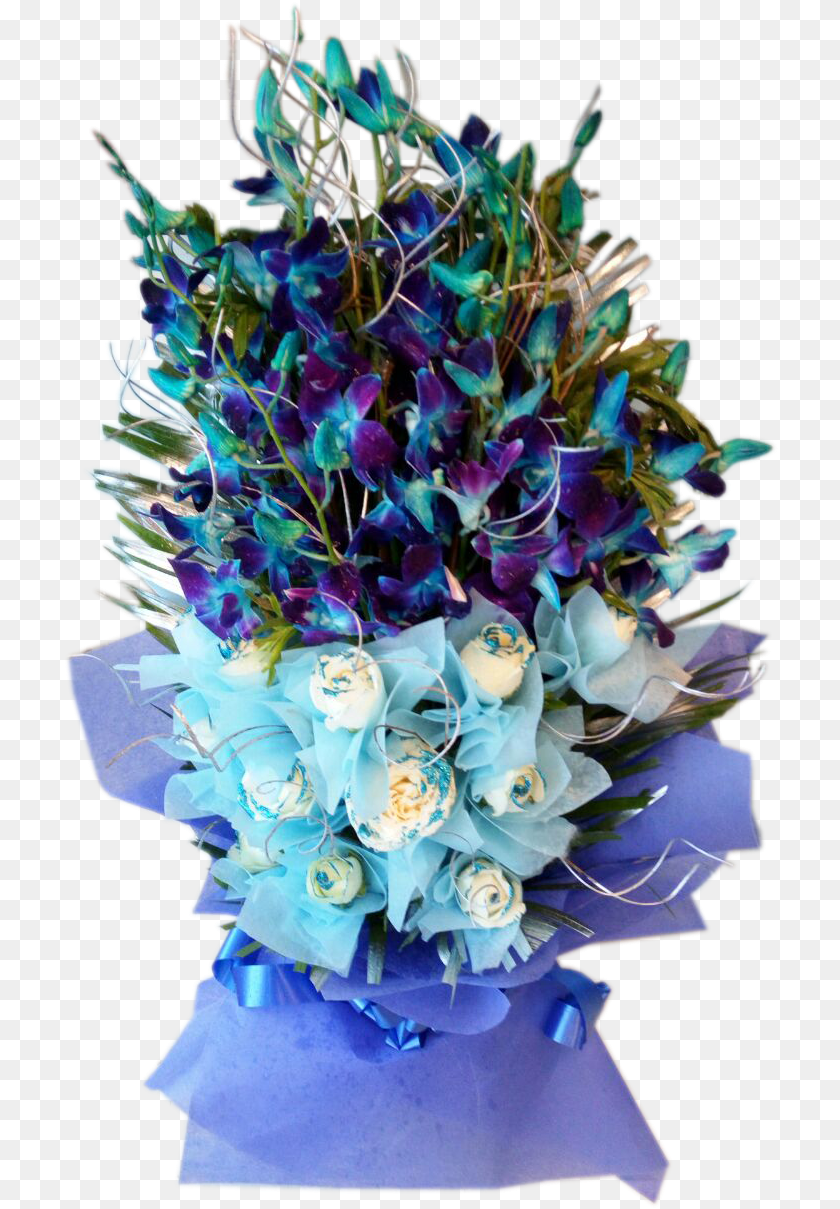 715x1209 Blue Orchids And White Rose Bouquet Bouquet Of Blue Roses, Art, Floral Design, Flower, Flower Arrangement Transparent PNG