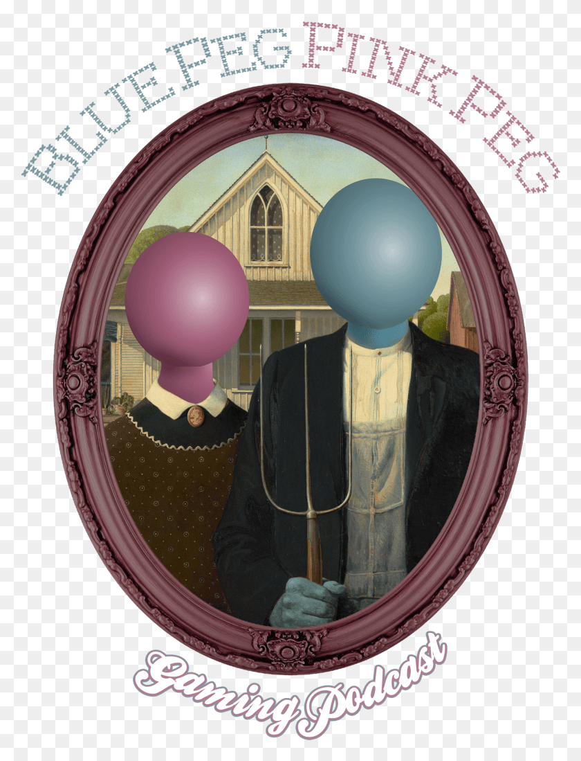 1394x1857 Blue Peg Pink Peg Chuck And Nancy American Gothic, Person, Human, Sphere HD PNG Download