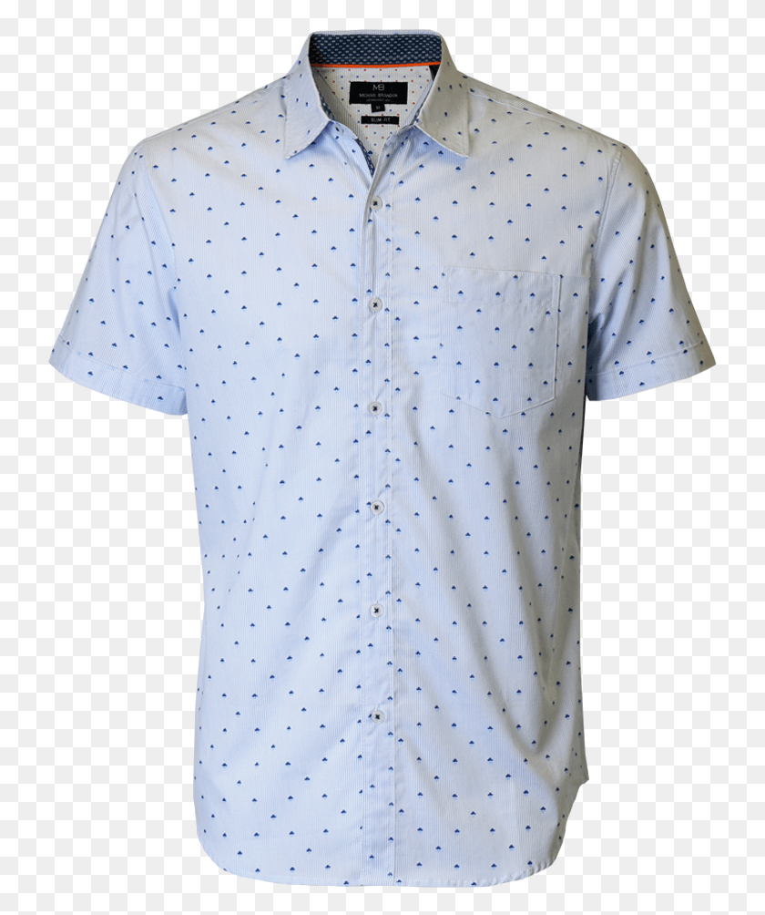 736x944 Blue Pinstripe Short Sleeve Shirt, Clothing, Apparel, Dress Shirt Descargar Hd Png