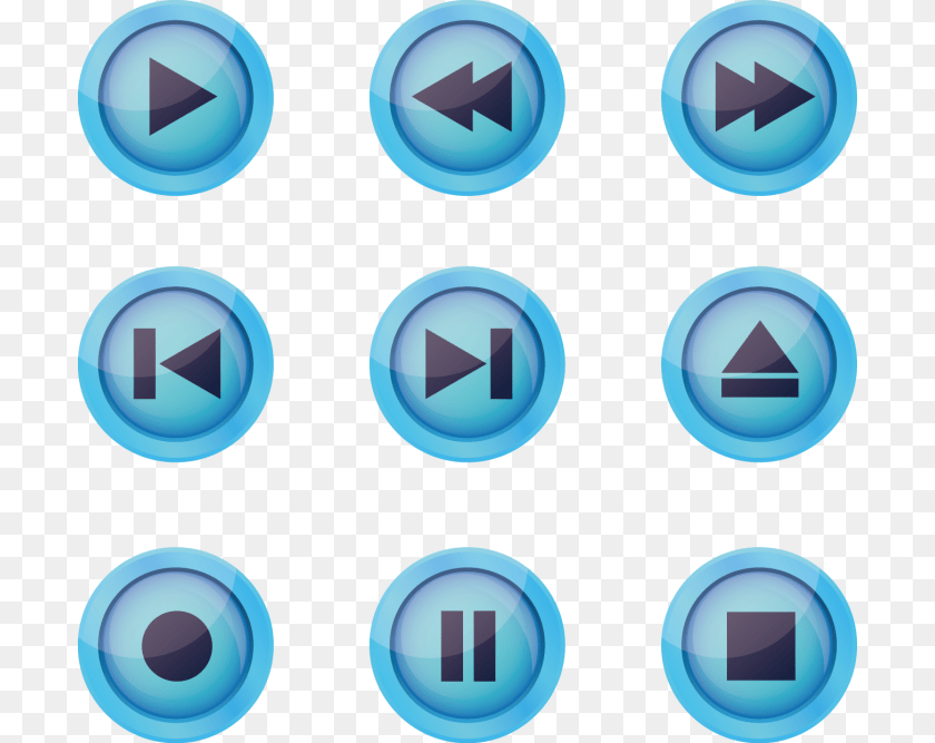 700x667 Blue Play Associated Button Euclidean Vector Icon Iconos De Reproductor De Musica, Sphere, Disk, Symbol Sticker PNG