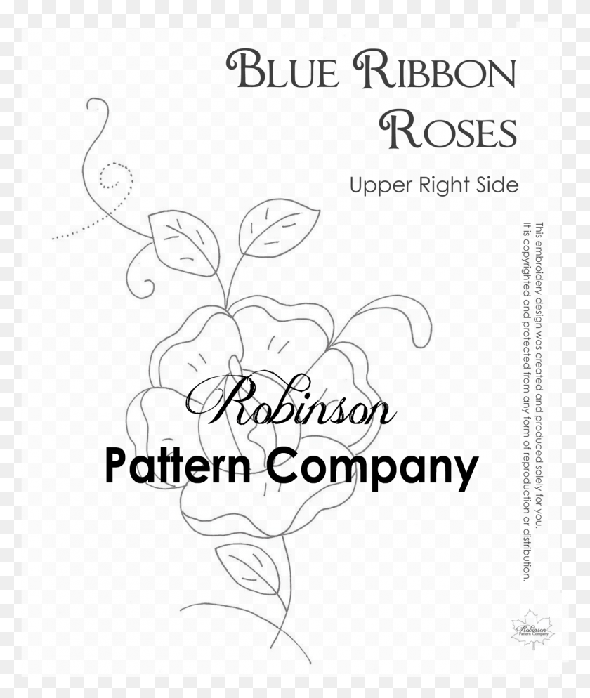 1185x1420 Blue Ribbon Roses Hand Embroidery Pattern Line Art, Text, Flyer, Poster HD PNG Download