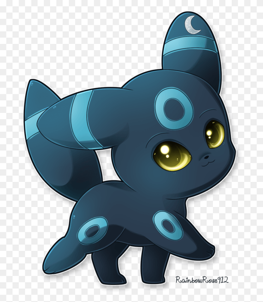710x903 Blue Rings Not Yellow And Yellow Eyes Instead Of Shiny Umbreon Chibi, Animal, Mammal, Bird HD PNG Download