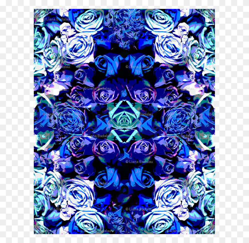 611x759 Blue Rose, Pattern, Ornament, Fractal HD PNG Download