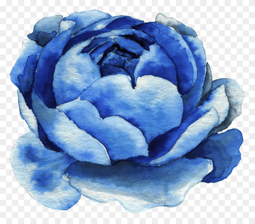 1399x1220 Blue Rose Clipart Watercolor Blue Watercolor Flower, Plant, Blossom, Petal HD PNG Download