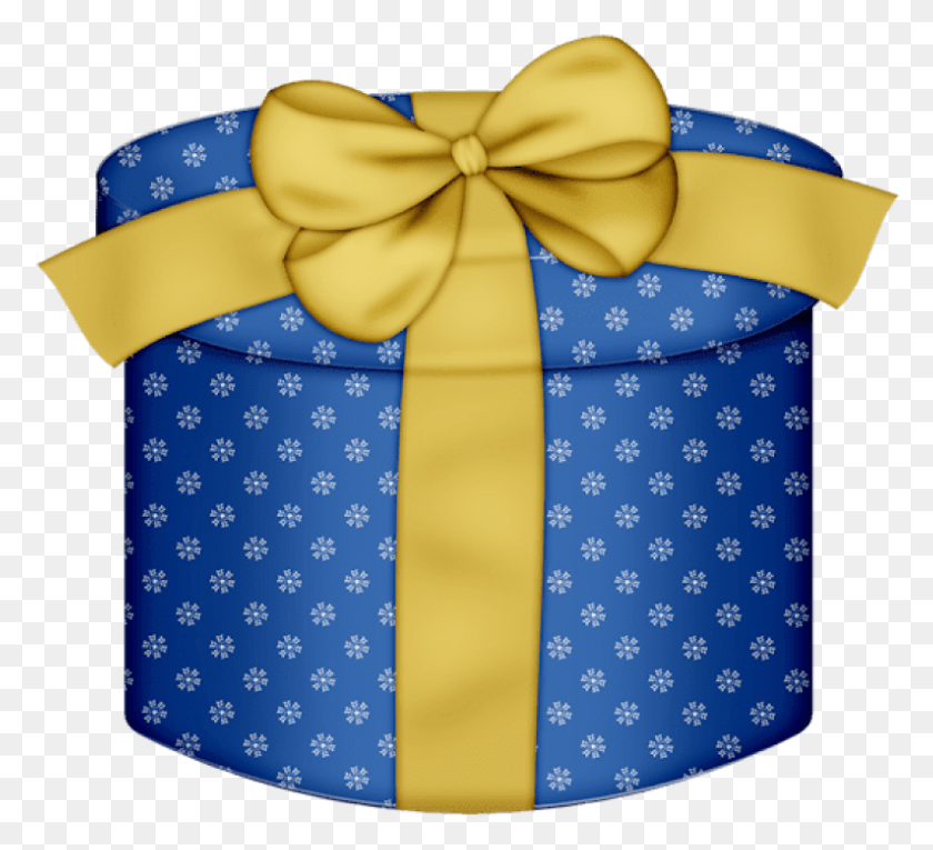 794x718 Blue Round Gift Box With Yellow Bow Clipart Happy Birthday Gif Gift HD PNG Download