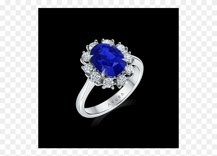 545x545 Blue Sapphire Ring Set With White Diamonds 18kt White Pre Engagement Ring, Accessories, Accessory, Jewelry HD PNG Download