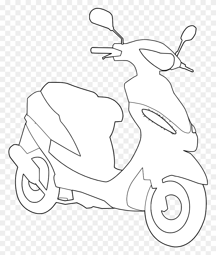 776x935 Blue Scooter Black White Line Art 999px 136 Scooter, Transportation, Vehicle, Mammal HD PNG Download