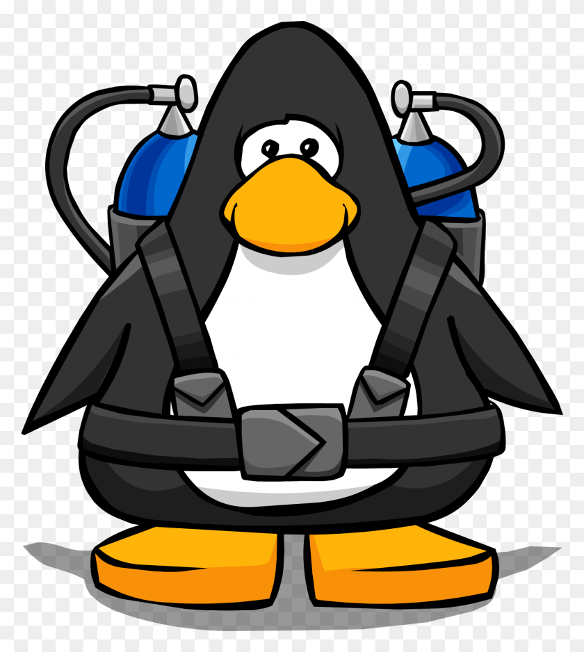 1380x1554 Descargar Pngtanque De Buceo Azul De Una Tarjeta De Jugador Pingüino Con Sombrero De Copa, Arnés Hd Png