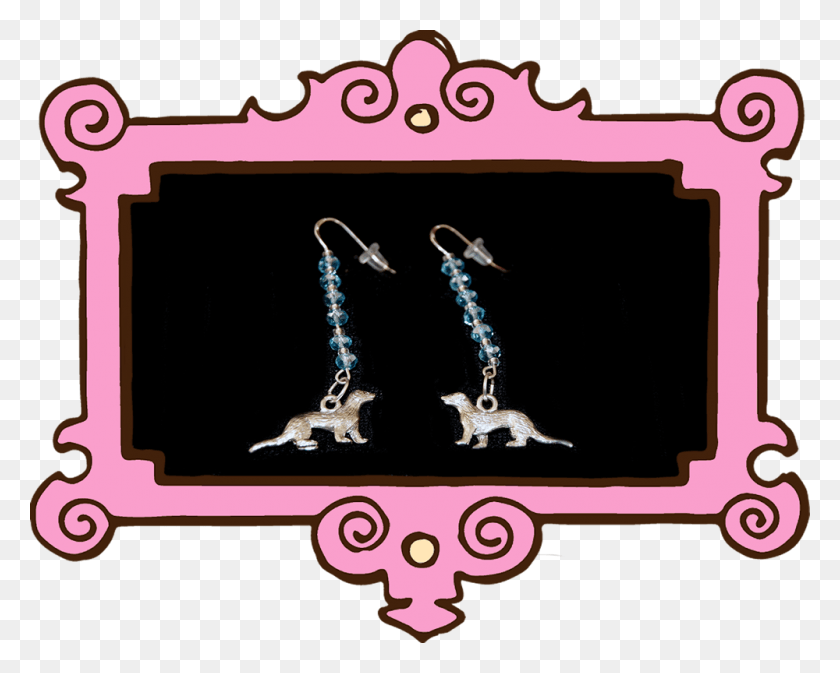 1000x787 Blue Sparkle Ferret Earrings Border Frame Black And White, Text, Mammal, Animal HD PNG Download